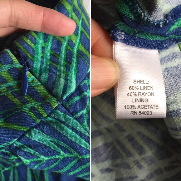 Banana Republic Tropical Leaves Linen Skirt - green blue- size 14 - Picture 10 of 10